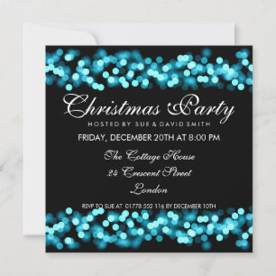 Elegant Christmas Party Turquoise Hollywood Glam Invitation