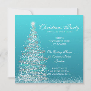 Elegant Christmas Party Turquoise Invitation