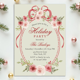 Elegant Christmas Party Watercolor Floral Frame Acrylic Invitations