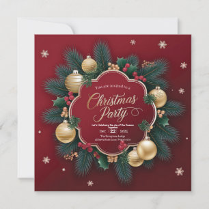 Elegant Christmas Party with Festive Ornaments Invitation