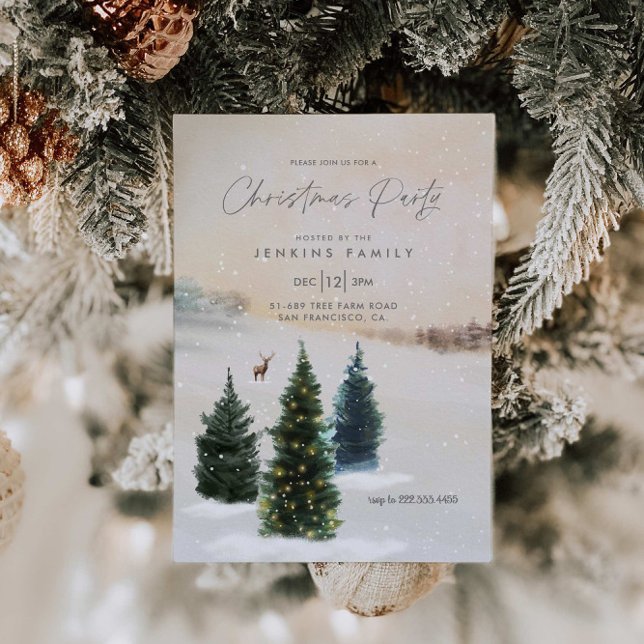 Elegant Christmas Party Woodland Invitation (Creator Uploaded)