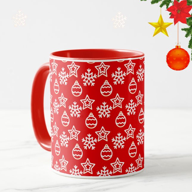 Elegant Christmas Pattern on Red Mug (Creator Uploaded)