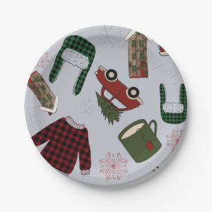 Elegant Christmas Pattern Paper Plate