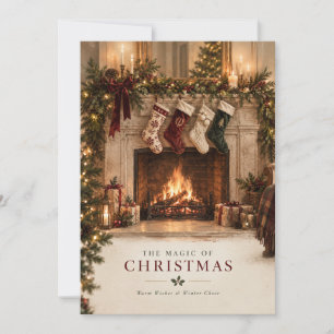 Elegant Christmas Personalised Family Stockings Card