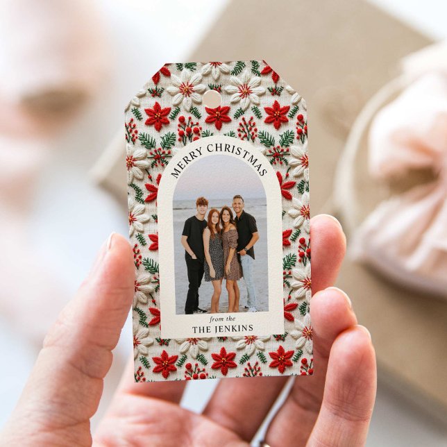 Elegant Christmas Personalised Photo Gift Tags (Merry Christmas Personalized Photo Gift Tag)
