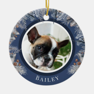 Elegant Christmas Pet Photo Ceramic Tree Decoration