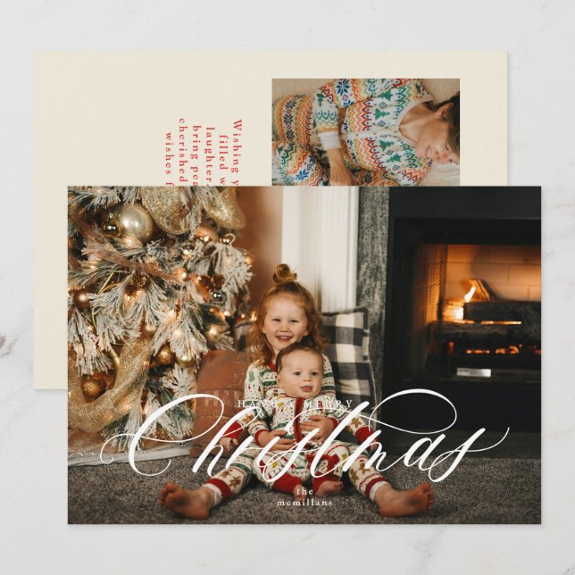 Elegant Christmas Photo Card with 2 Photos (Front/Back)