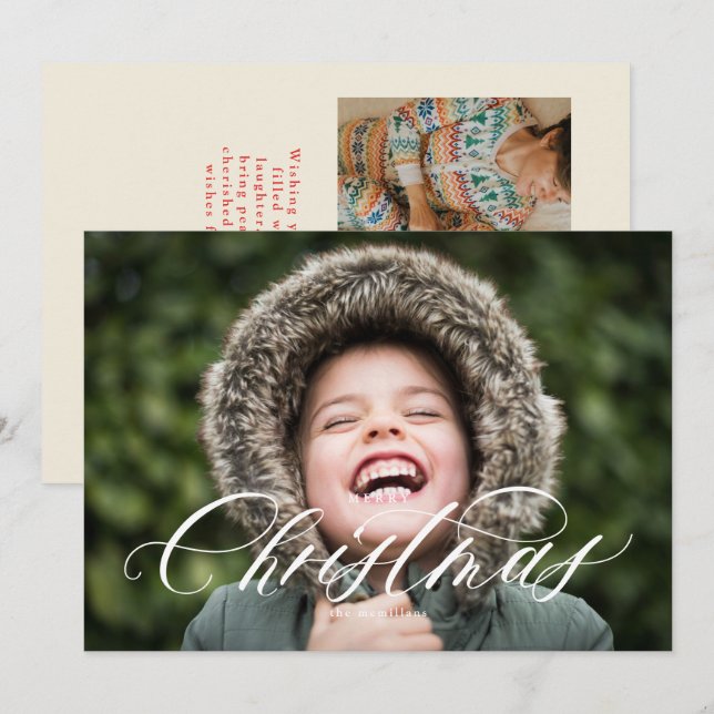 Elegant Christmas Photo Card with 2 Photos (Front/Back)