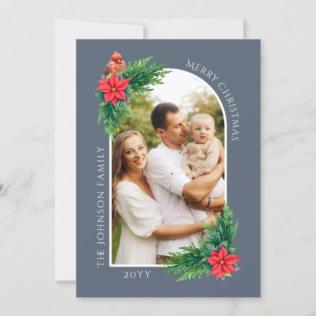 Elegant Christmas Photo Card with Message on Back (Front)