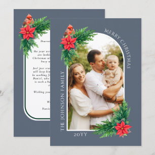 Elegant Christmas Photo Card with Message on Back