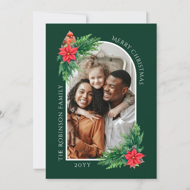 Elegant Christmas Photo Card with Message on Back (Front)