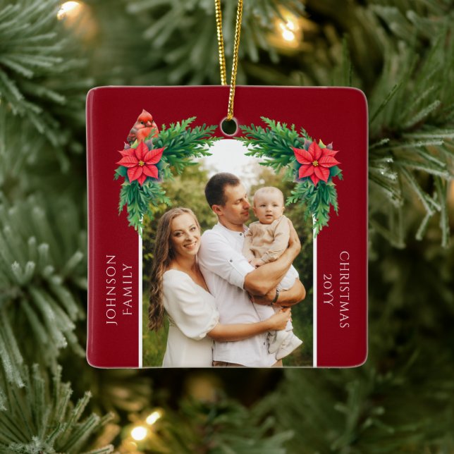 Elegant Christmas Photo  Ceramic Ornament (Tree)