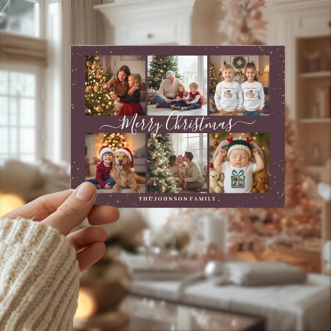 Elegant Christmas Photo Collage Holiday Postcard (Creator Uploaded)
