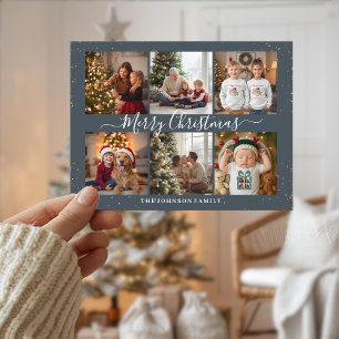 Elegant Christmas Photo Collage Holiday Postcard