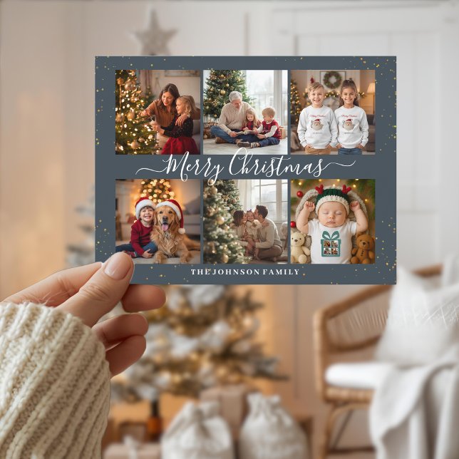 Elegant Christmas Photo Collage Holiday Postcard (Creator Uploaded)