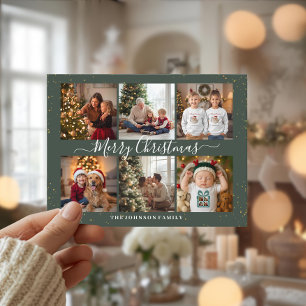 Elegant Christmas Photo Collage Holiday Postcard