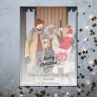 Elegant Christmas Photo | Dark Grey Holiday Card
