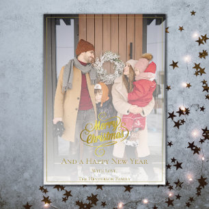 Elegant Christmas Photo Gold Holiday Card