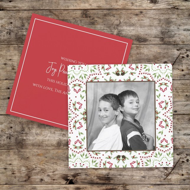 Elegant Christmas Photo Greenery Square  Invitation (Creator Uploaded)