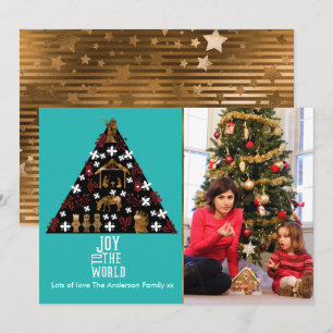 Elegant Christmas Photo Joy To The World Holiday Card