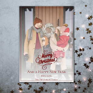 Elegant Christmas Photo Red Holiday Card