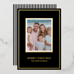 Elegant Christmas Photo Simple Black Gold   