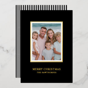 Elegant Christmas Photo Simple Black Gold