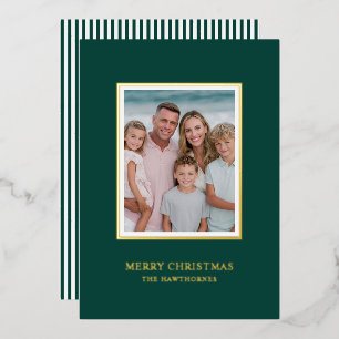 Elegant Christmas Photo Simple Green Gold   