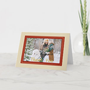 Elegant Christmas Photo Wedding Thank You. You Card