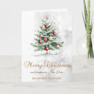 Elegant Christmas Pine Tree Balls ,Bokeh Holiday Card