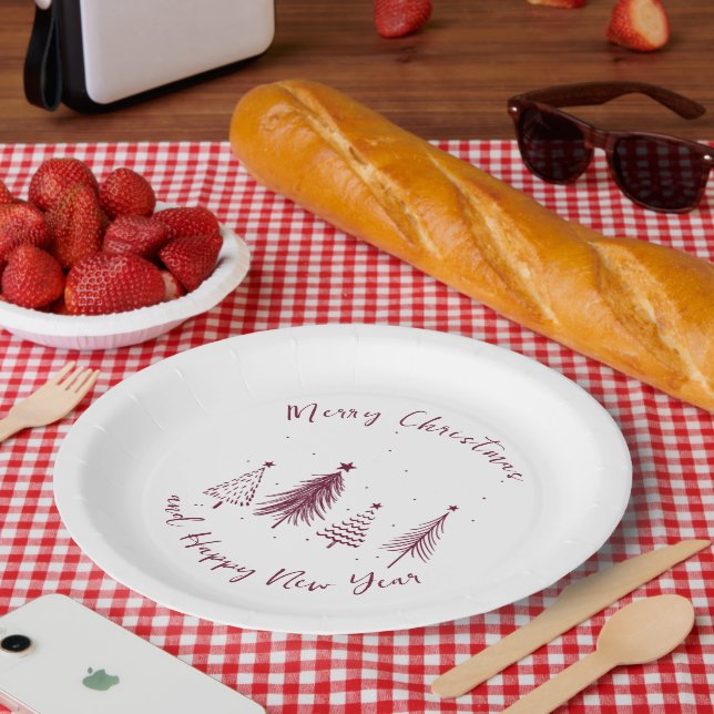 Elegant Christmas Pine Tree Christmas Paper Plate (Picnic)