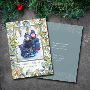 Elegant Christmas Pines Photo Holiday Card