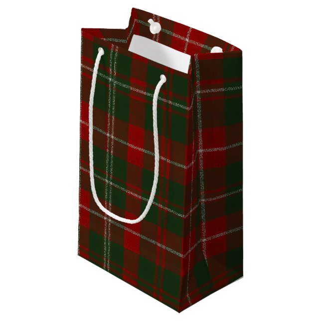 Elegant Christmas Plaid Small Gift Bag (Front Angled)