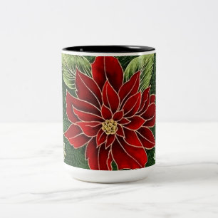 Elegant Christmas Poinsettia Coffee Mug