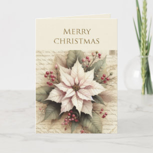 Elegant Christmas Poinsettia Flower Holiday Card