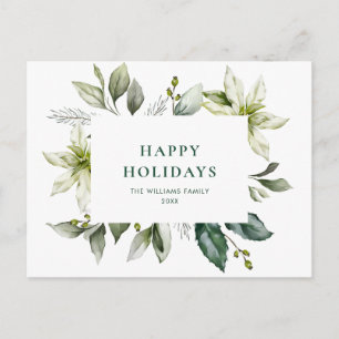 Elegant Christmas Poinsettia Holiday Greeting Postcard