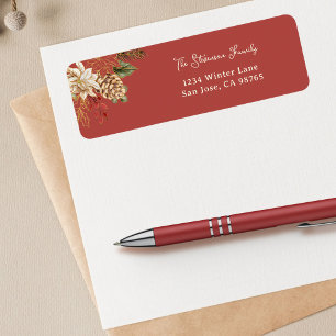 Elegant Christmas Poinsettia Return Address