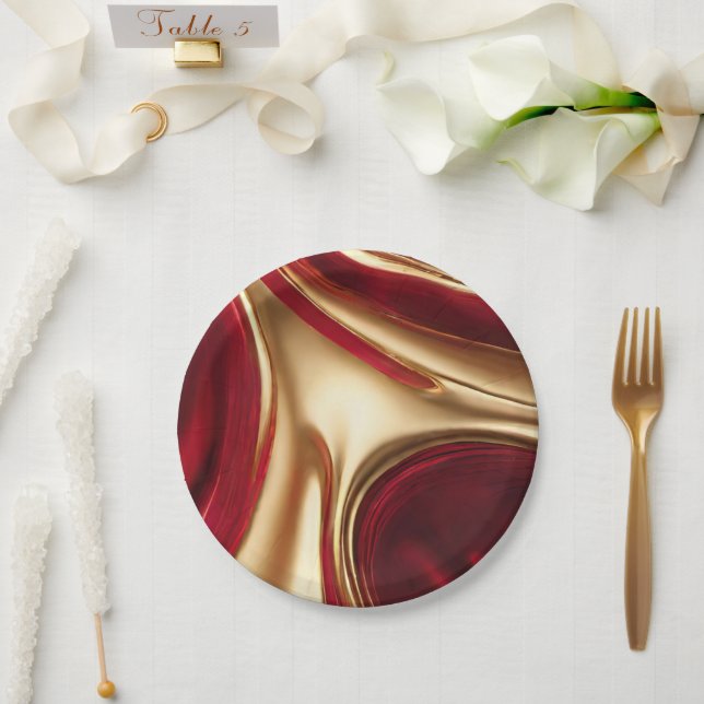 Elegant Christmas-Red and Gold- Paper Plate (Wedding)