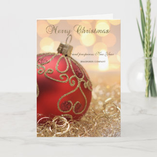 Elegant Christmas Red Ball Company Holiday Card