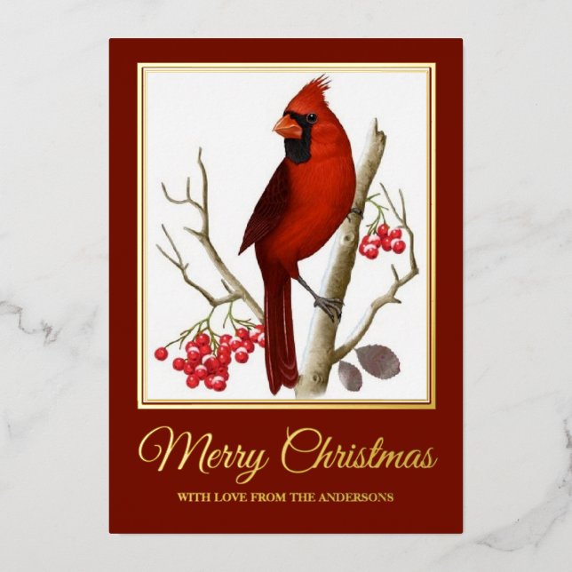 Elegant Christmas Red Cardinal Bird (Front)