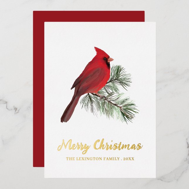 Elegant Christmas Red Cardinal Bird Monogram (Front/Back)