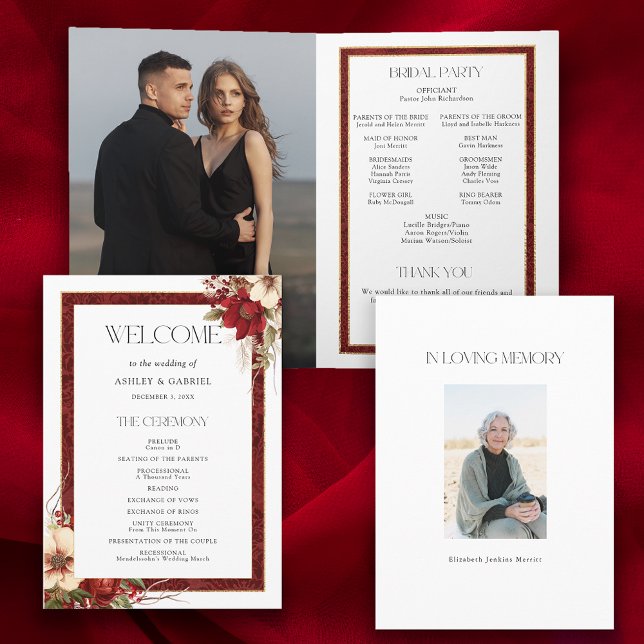 Elegant Christmas Red Damask Floral Programme (Creator Uploaded)