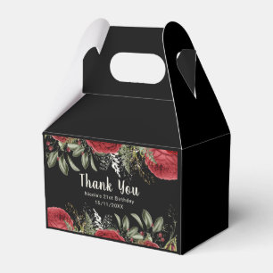 Elegant Christmas Red Flowers Birthday Party Favour Box