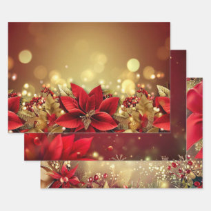 Elegant christmas red gold luxury original  wrapping paper sheet