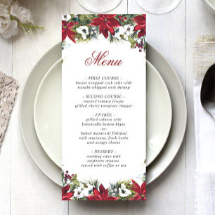 Elegant Christmas Red Poinsettia Wedding Dinner Me Menu
