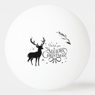 Elegant Christmas Reindeer Art with Holiday Wishes Ping Pong Ball