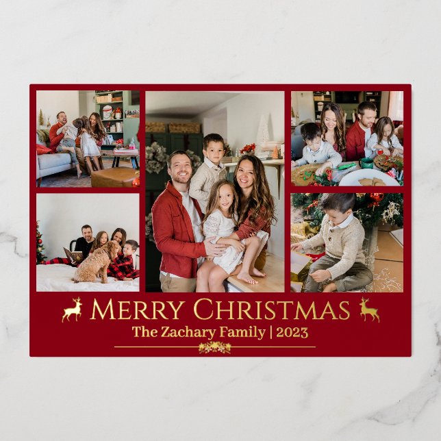 Elegant Christmas Reindeer Family Photo Collage  (Front)