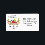 Elegant Christmas Reindeer  Label<br><div class="desc">An elegant and pretty Christmas reindeer face decorates this return address label. Personalise it with your name and address for your Christmas cards this year.</div>