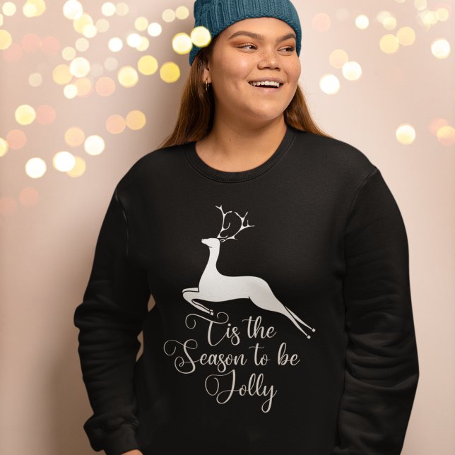 Elegant Christmas Reindeer Tis the Season Jolly Sweatshirt (Creator Uploaded)