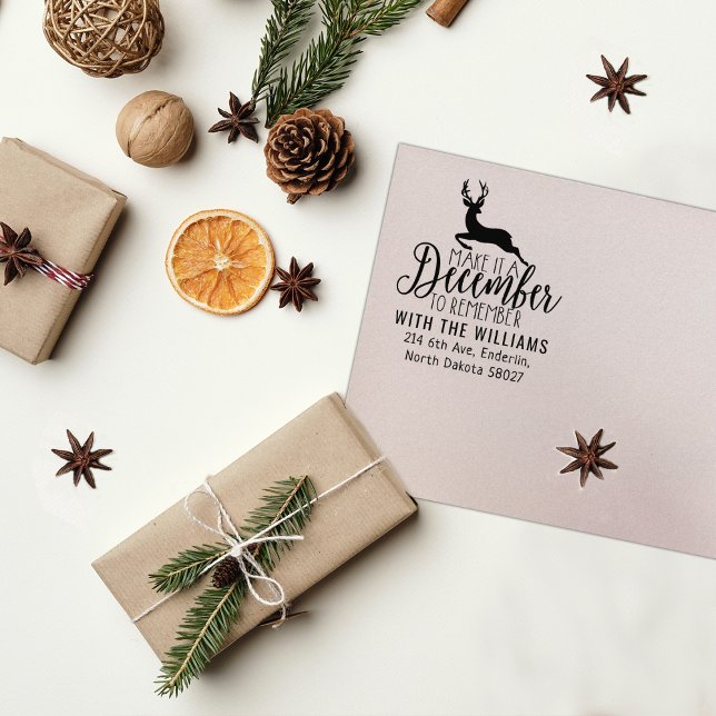 Elegant Christmas Return Address, Deer  Rubber Stamp (Creator Uploaded)